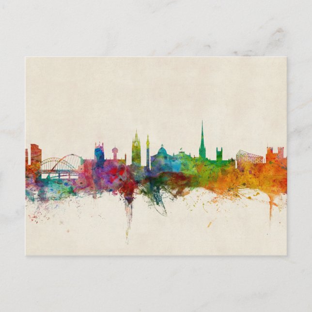 Cartão Postal Newcastle England Skyline (Frente)