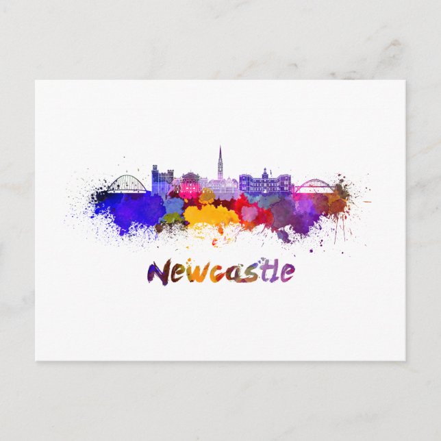 Cartão Postal Newcastle skyline in watercolor (Frente)