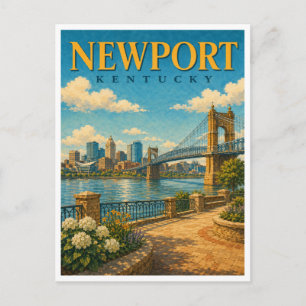 Cartão Postal Newport Kentucky Riverfront Skyline GeoSaga