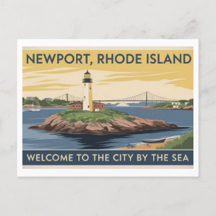 Cartão Postal Newport, pintura do Farol Rhode Island