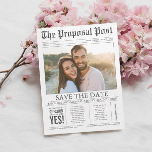 Cartão Postal Newspaper Save the Date Photo