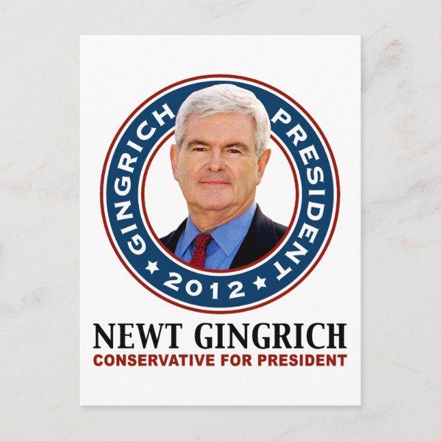 Cartão Postal Newt Gingrich Conservador para o Presidente (Frente)