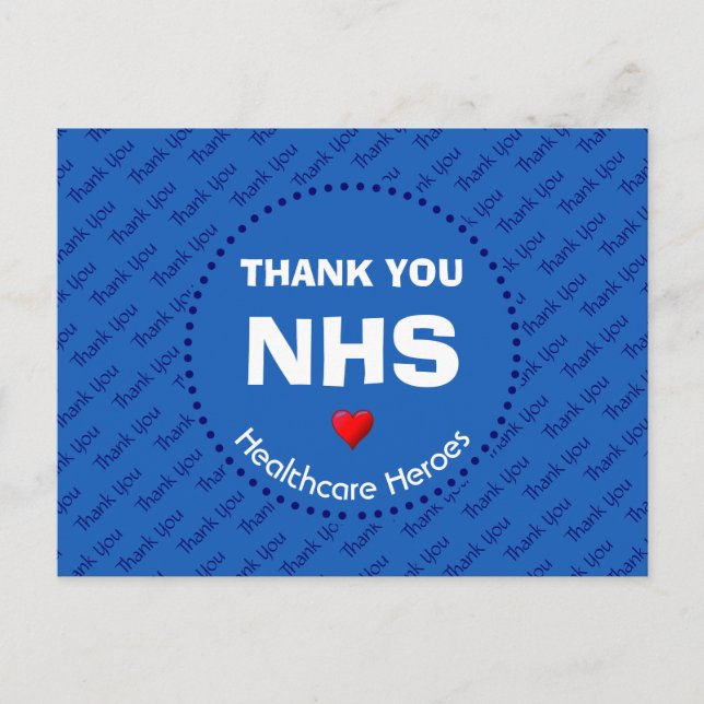 Cartão Postal NHS Obrigado Heróis da Saúde PERSONALIZÁVEL (Frente)