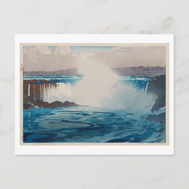 Cartão Postal Niagara Falls, Hiroshi Yoshida, Woodcut (Frente)