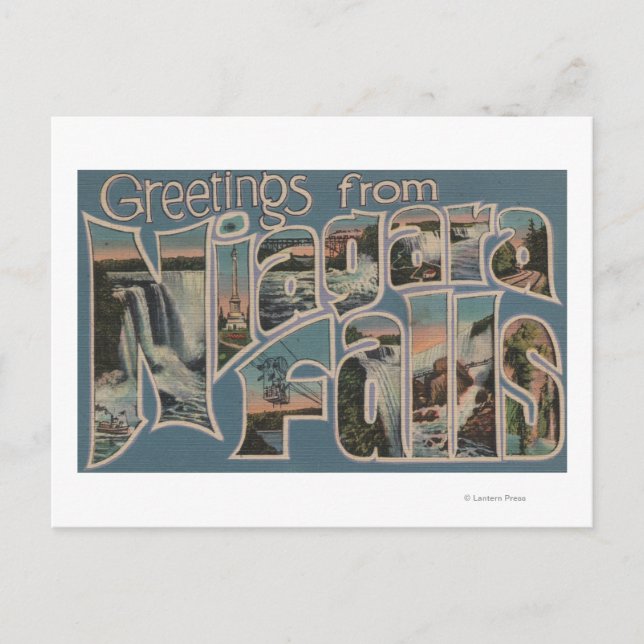 Cartão Postal Niagara Falls, Nova Iorque - Grandes Cenas de Letr (Frente)