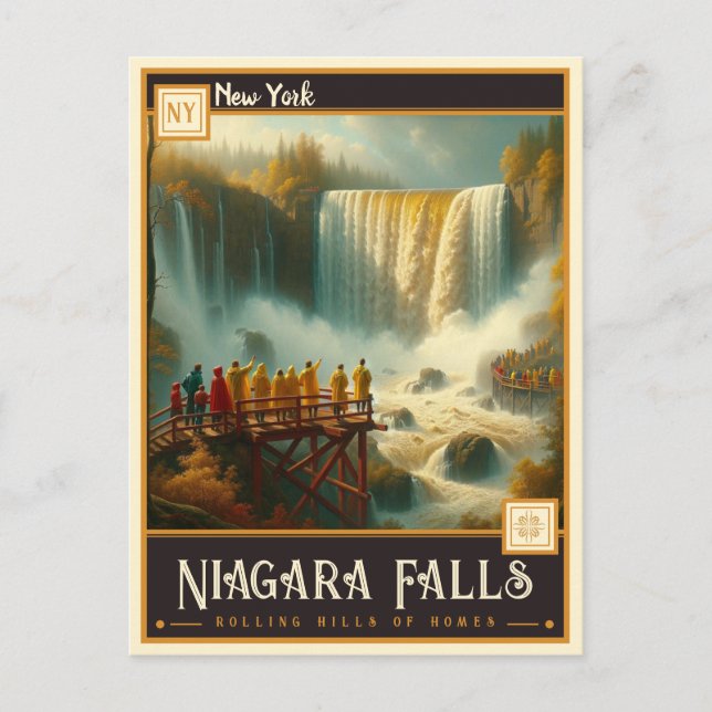 Cartão Postal Niagara Falls, Nova Iorque | Vintage (Frente)