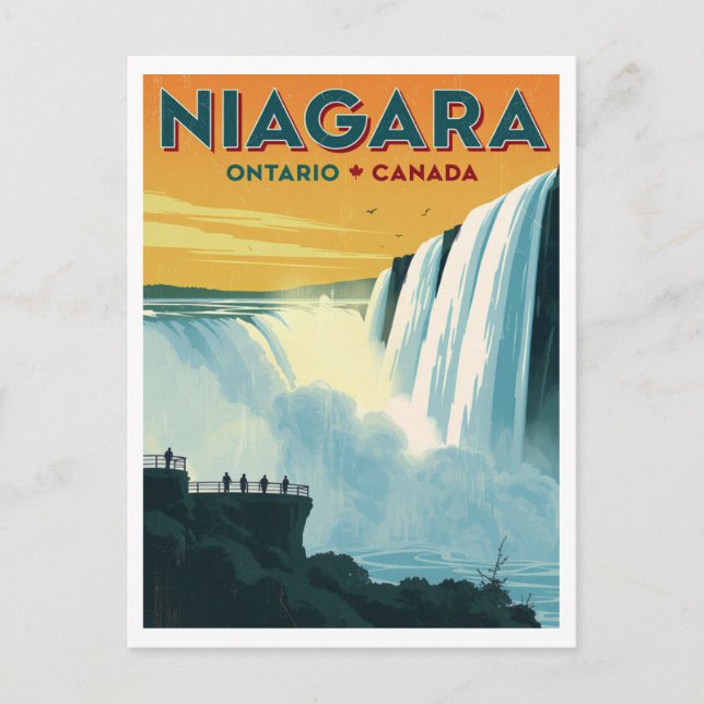 Cartão Postal Niagara Falls Ontario Canada Travel Poster (Frente)
