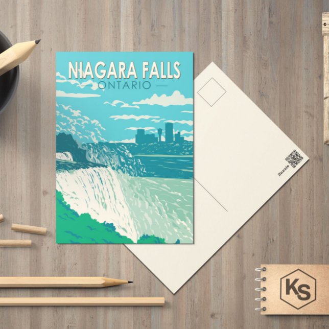 Cartão Postal Niagara Falls Ontario Viagem Art Vintage (Criador carregado)
