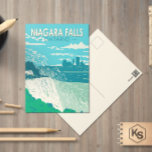 Cartão Postal Niagara Falls Ontario Viagem Art Vintage<br><div class="desc">Niagara Cai num estilo de arte vetorial. Seu lugar na margem oeste do rio Niágara ignora as cataratas de ferradura,  a seção mais expansiva das cascatas.</div>