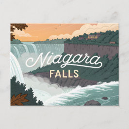 Cartão Postal Niagara Falls Retro Vintage Poster Illustration