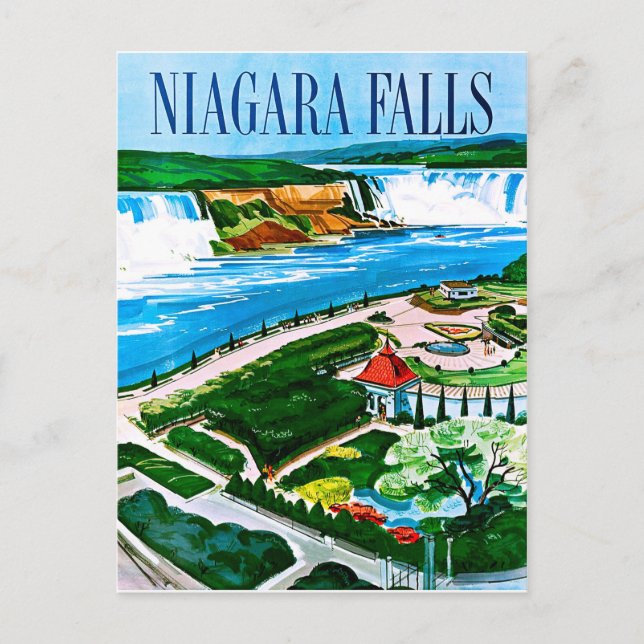 Cartão Postal Niagara Falls, visão de área, Canadá, viagens vint (Frente)