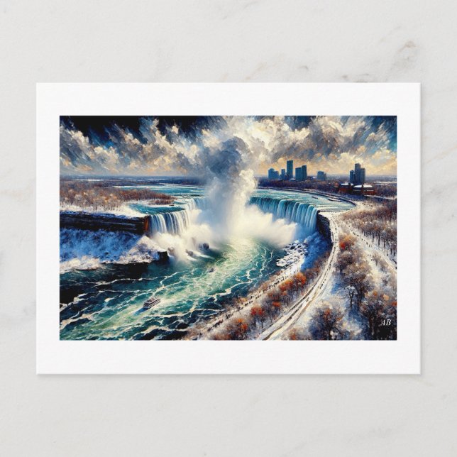 Cartão Postal Niagara Winter Waterfall,  (Frente)