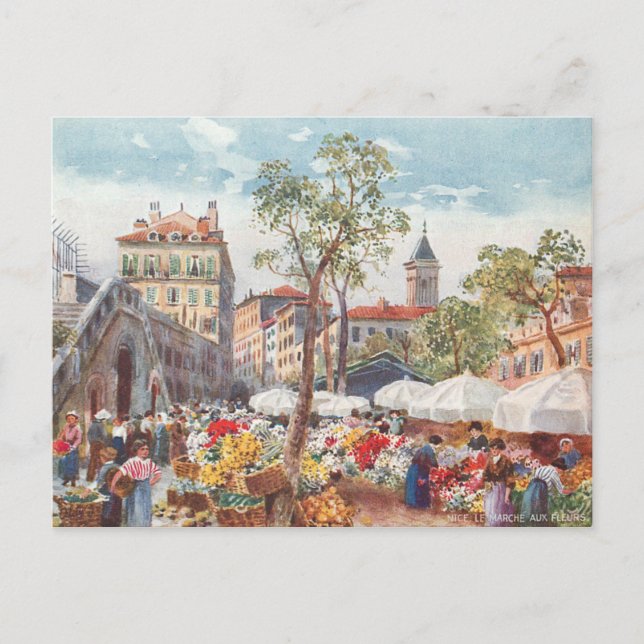 Cartão Postal Nice, França Fllower Market (Frente)
