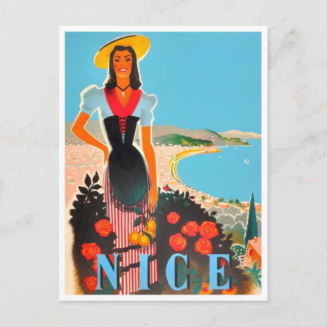 Cartão Postal Nice France viagens vintage (Frente)