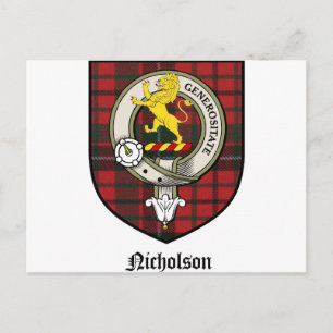 Cartão Postal Nicholson Clan Crest Crachá Tartan