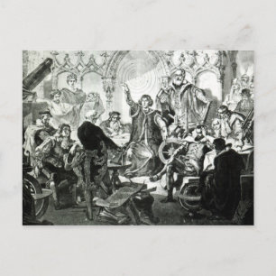 Cartão Postal Nicolaus Copernicus Explicando sua Teoria