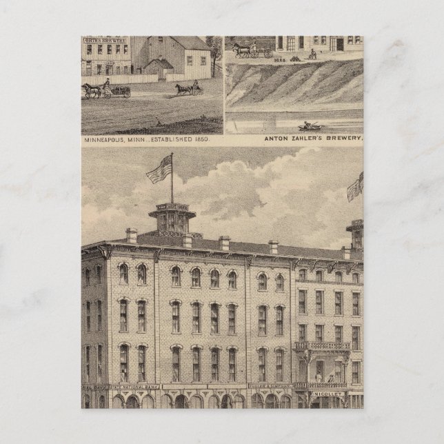 Cartão Postal Nicollet House, Orth's Brewery, Minnesota (Frente)