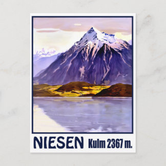 Cartão Postal Niesen, pico de montanha, Suíça, viagem antiga
