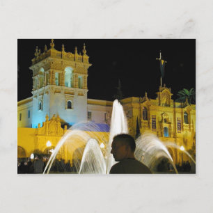 Cartão Postal Night Fountain Water Balboa Park Prado