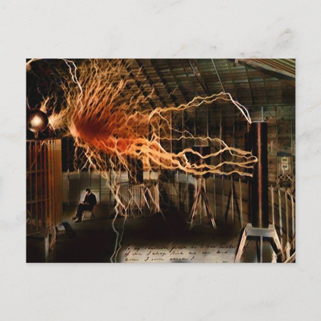 Cartão Postal Nikola Tesla Man of Mystery Color Redux (Frente)