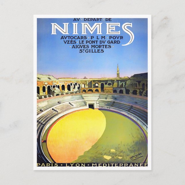 Cartão Postal Nimes France viagens vintage (Frente)