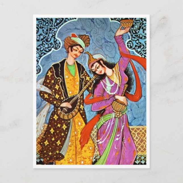 Cartão Postal Ninfas e músico dançantes (Frente)