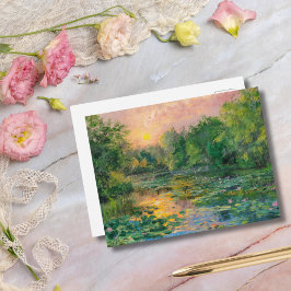 Cartão Postal Ninféas por Claude Monet, Pôr do Sol, Colorido