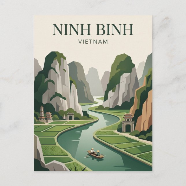Cartão Postal Ninh Binh Vietnã (Frente)