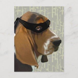 Cartão Postal Ninja Basset Hound Dog