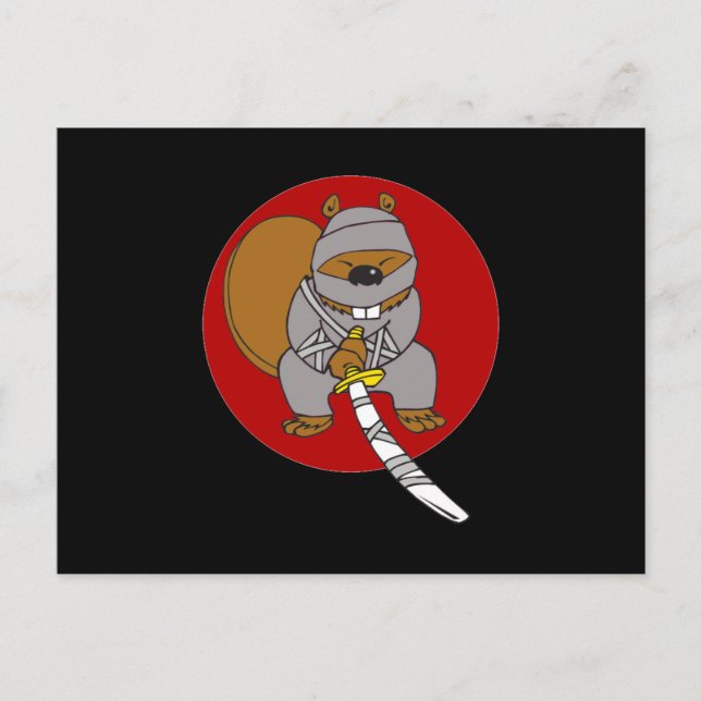 Cartão Postal Ninja Beaver (Frente)