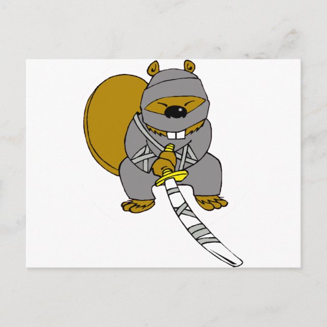 Cartão Postal Ninja Beaver (Frente)