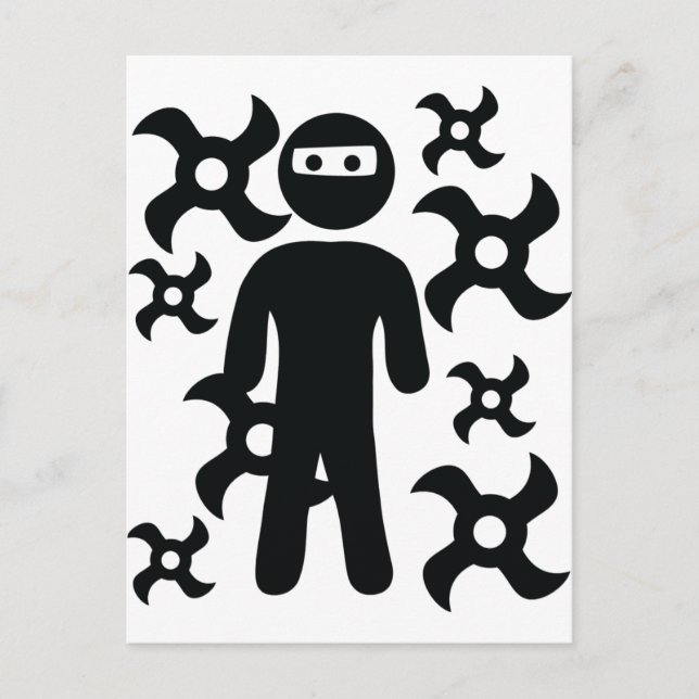 Cartão Postal ninja com ícone de estrelas de remar (Frente)