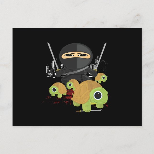 Cartão Postal Ninja com tartarugas (Frente)