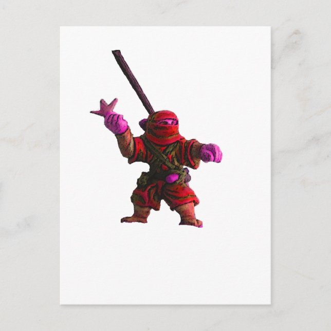 Cartão Postal Ninja em Vermelho (Frente)