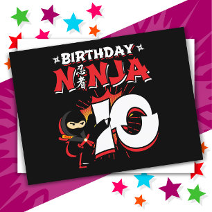 Cartão Postal Ninja Estilo HQ de 10 Anos de Idade Aniversário de