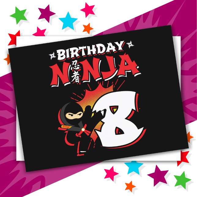 Cartão Postal Ninja Estilo Livro Infantil de 8 Anos de Idade Ani (Criador carregado)