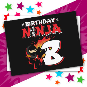 Cartão Postal Ninja Estilo Quadrinhos de 8 Anos de Idade para An
