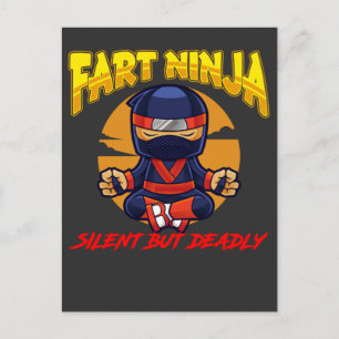 Cartão Postal Ninja Fart Humor Karate Silent Farting Piada