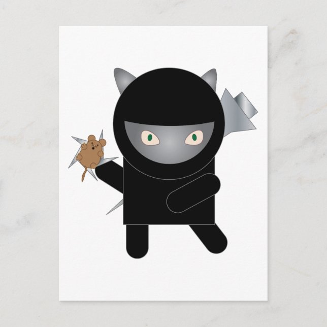 Cartão Postal Ninja Kitty Cat Kawaii Cute (Frente)