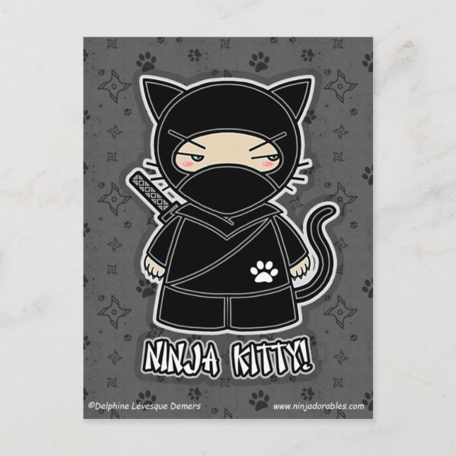 Cartão Postal Ninja Kitty! Postcard (Frente)