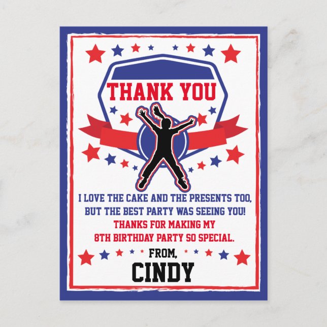 Cartão Postal Ninja Warrior Girls Obrigado (Frente)