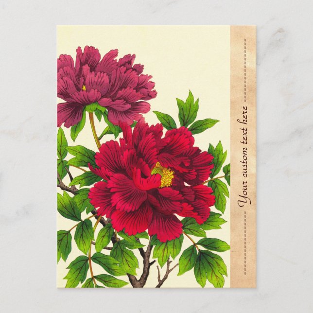 Cartão Postal Nishimura Hodo Peony japonês flores finas (Frente)