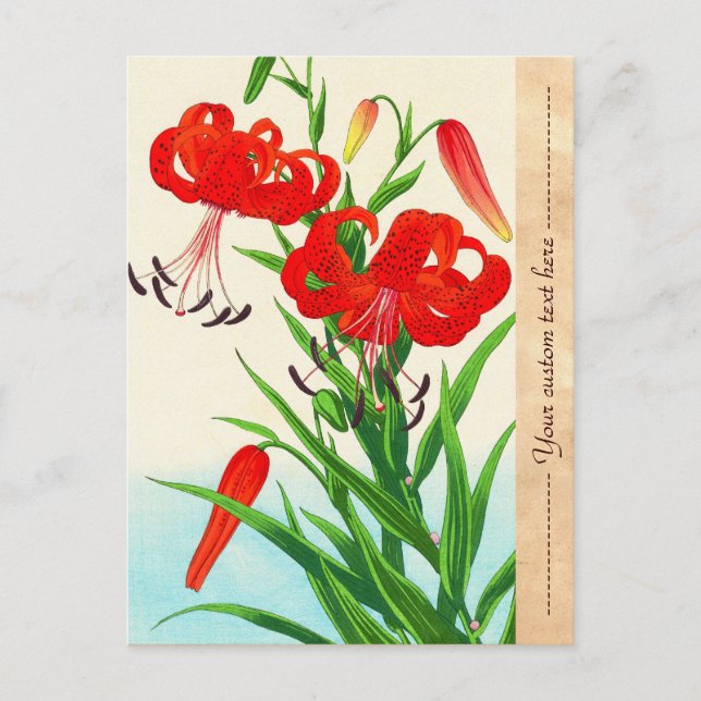 Cartão Postal Nishimura Hodo Tiger Lily brilha flores de hanga (Frente)
