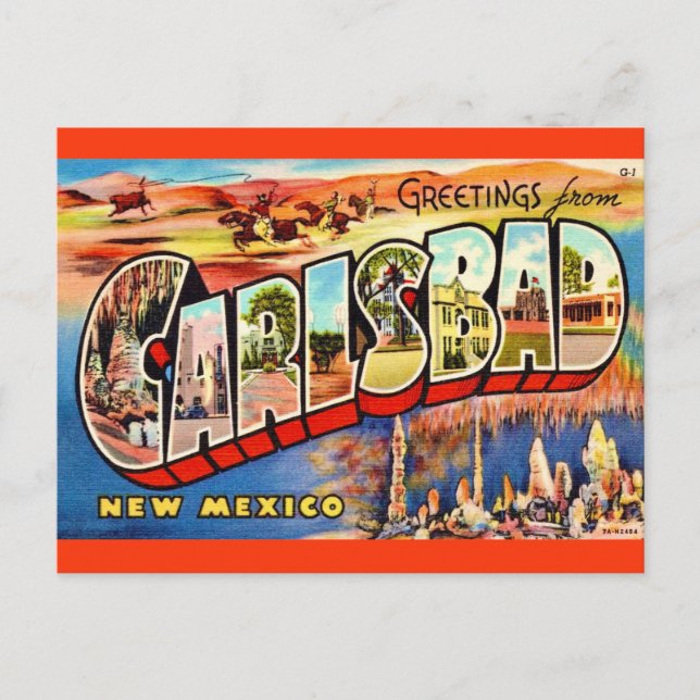 Cartão postal NM Vintage Carlsbad (Frente)