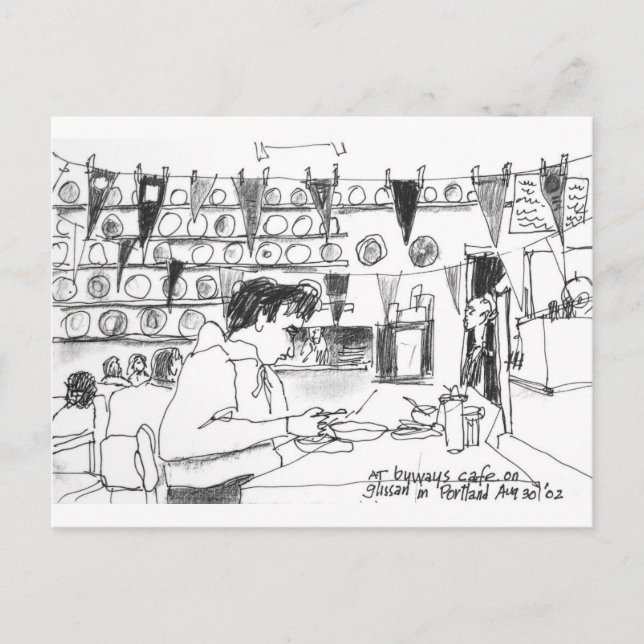 Cartão Postal No Café Byways em Glissan, Portland, Oregon (Frente)