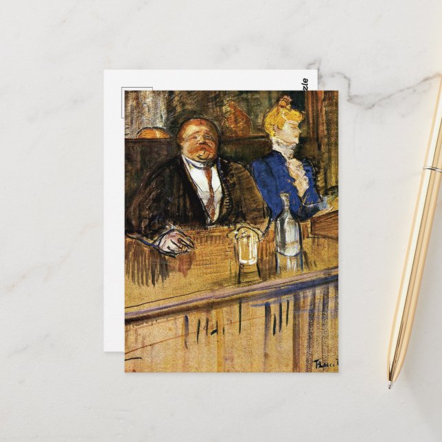 Cartão Postal No Café, no Cliente e no Caixa Anêmico (Frente/Verso In Situ)