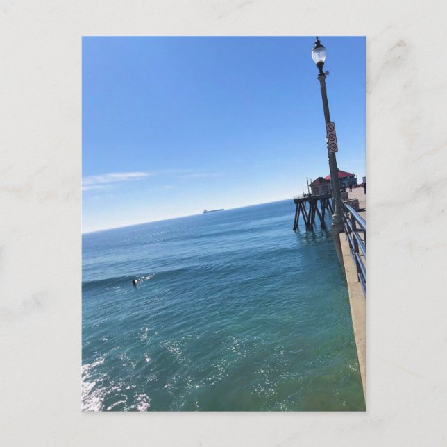 Cartão Postal No Cais, praia de Huntington, Califórnia (Frente)