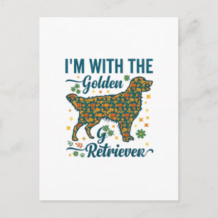 Cartão Postal No Cão Golden Retriever Halloween Abóboras Folhas_