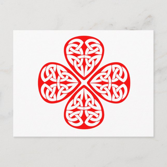 Cartão Postal nó celeste do shamrock vermelho (Frente)