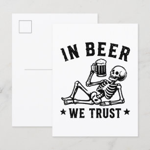 Cartão Postal No cerveja nós confiamos esqueleto gelado de beer